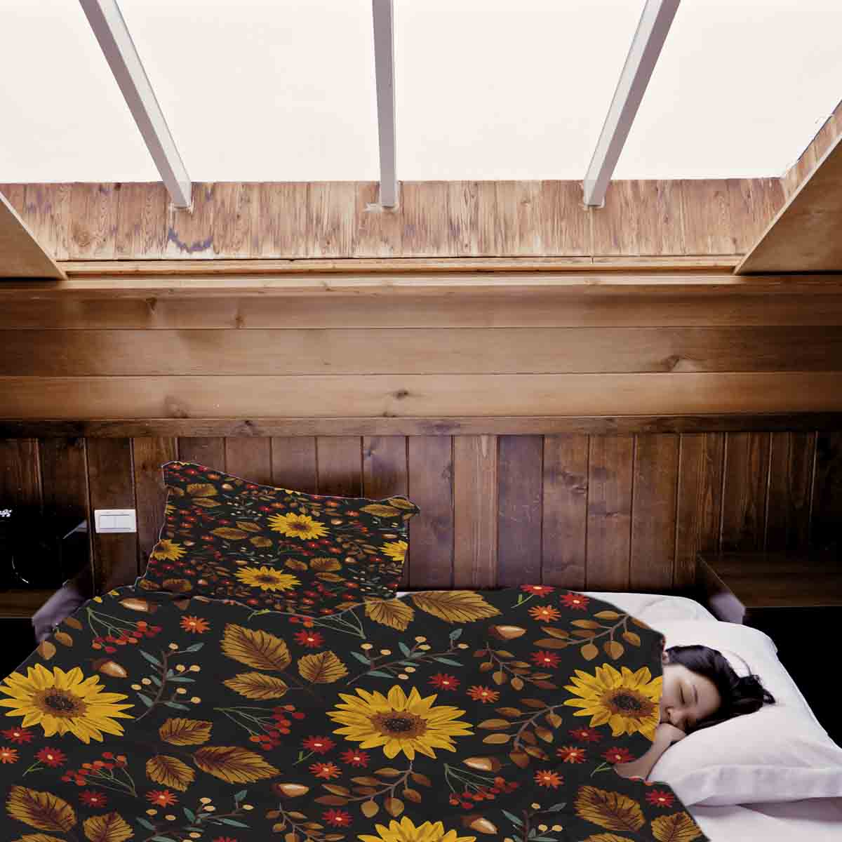 Set di biancheria da letto con coperta terapeutica con girasole