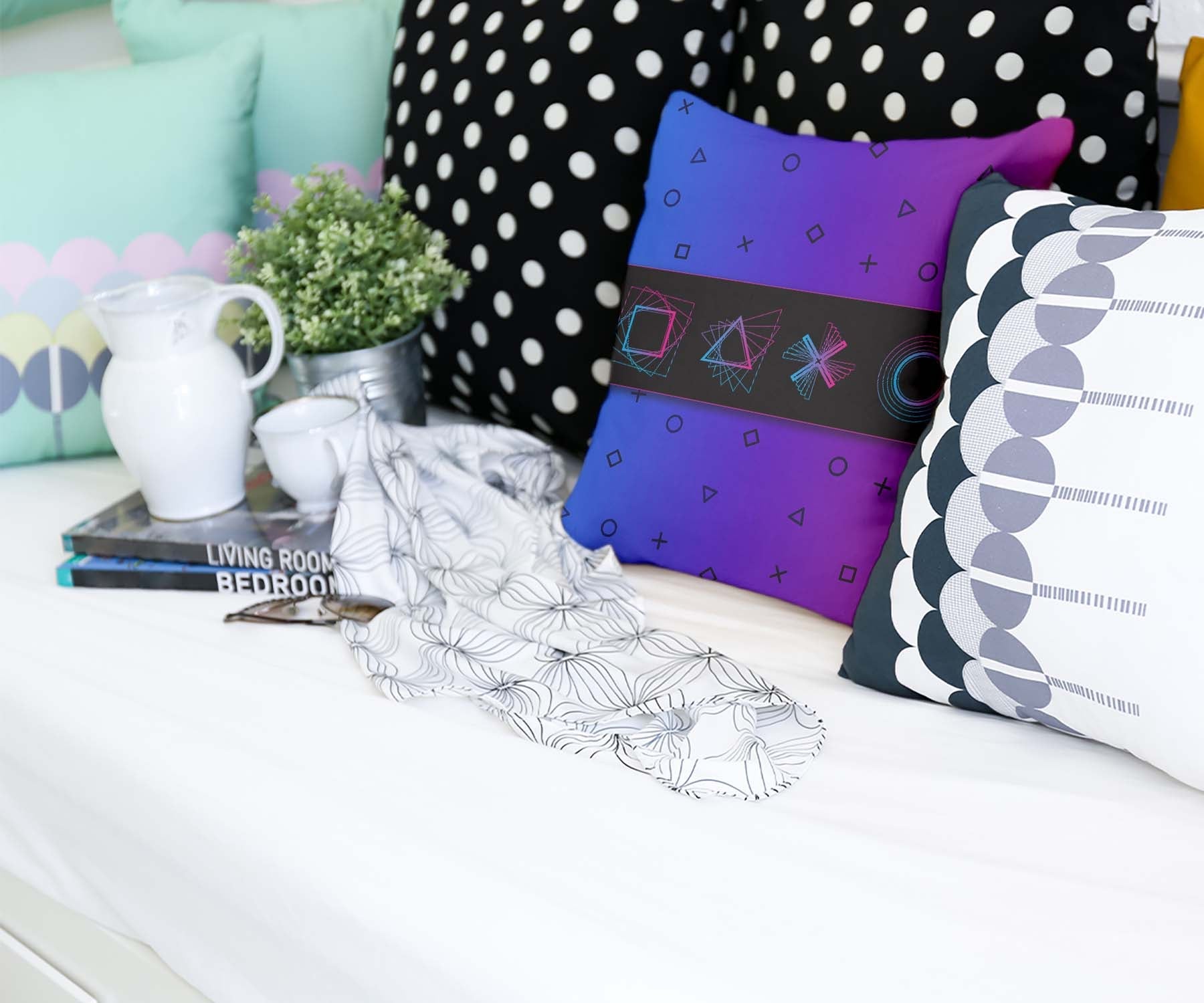 Cuscino salute viola con forme