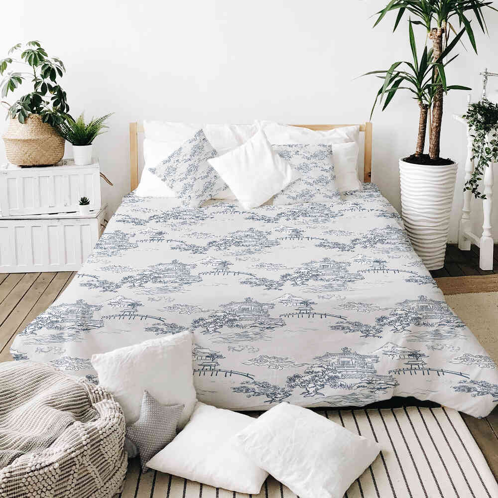 Set di biancheria da letto con coperta terapeutica grigia muro cinese