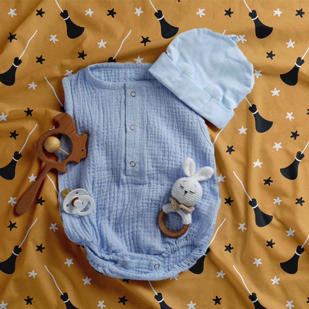 Set di biancheria da letto con coperta terapeutica arancione con scopa di Potter