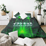 Coperta terapeutica originale - Rivestimento in cotone verde con scritta cinese