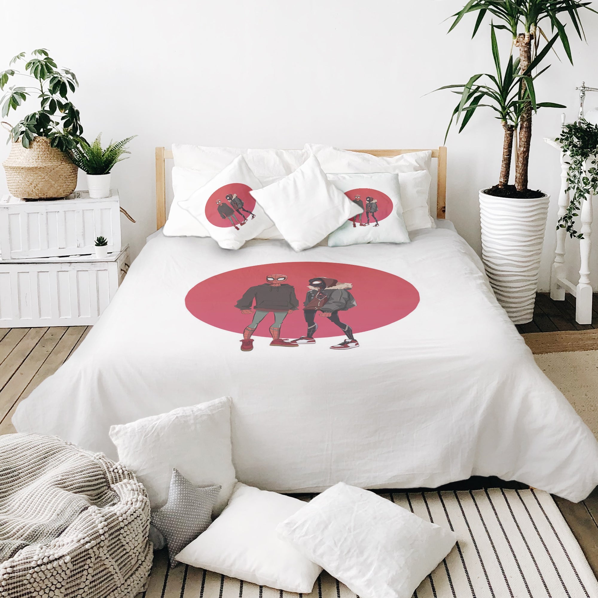Set di biancheria da letto con coperta terapeutica bianca con Spiderman