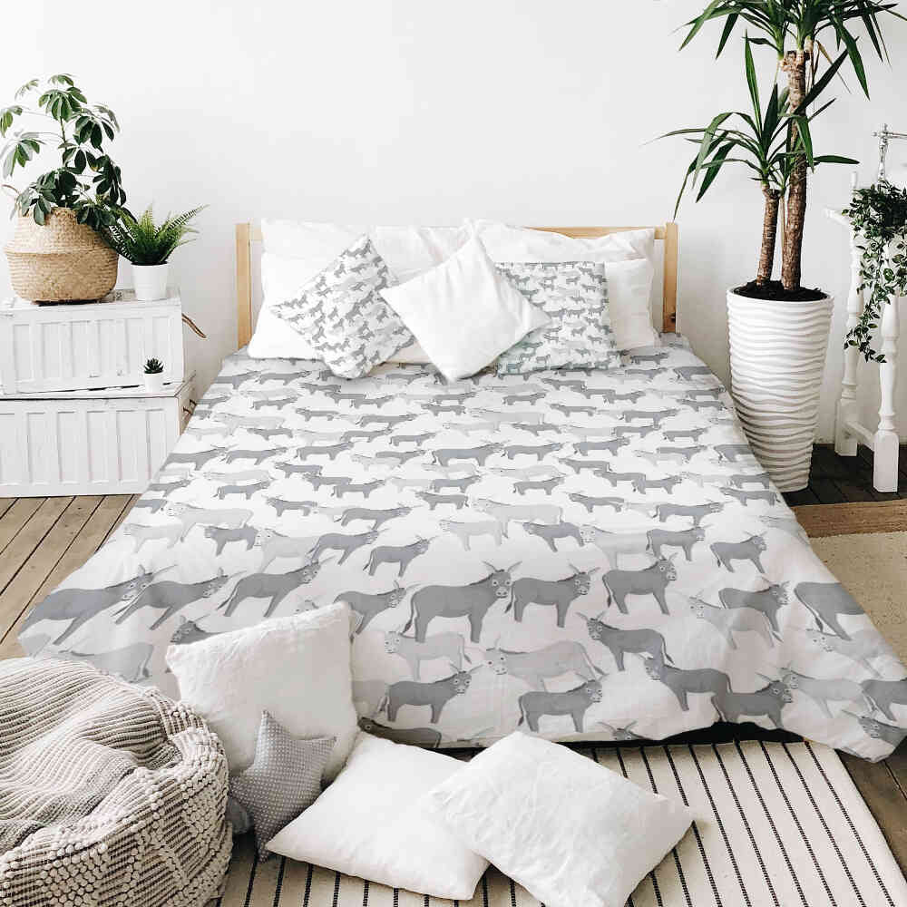 Coperta terapeutica originale - Rivestimento in cotone grigio con asini