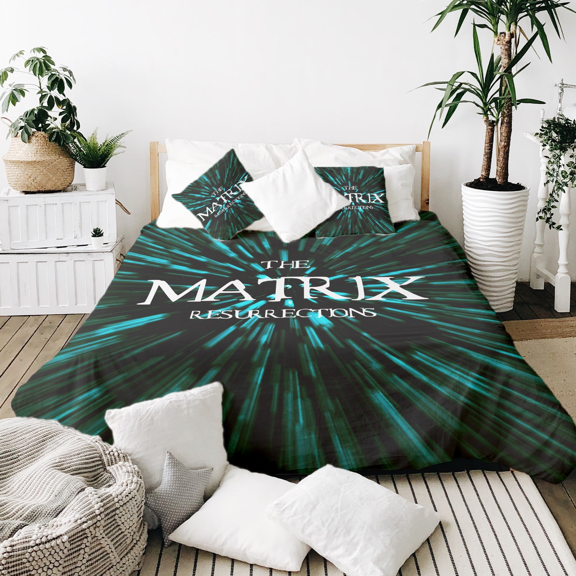 Set di biancheria da letto con coperta terapeutica con scritta The Matrix