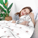 Set di biancheria da letto con coperte terapeutiche bianco con stelle rosa
