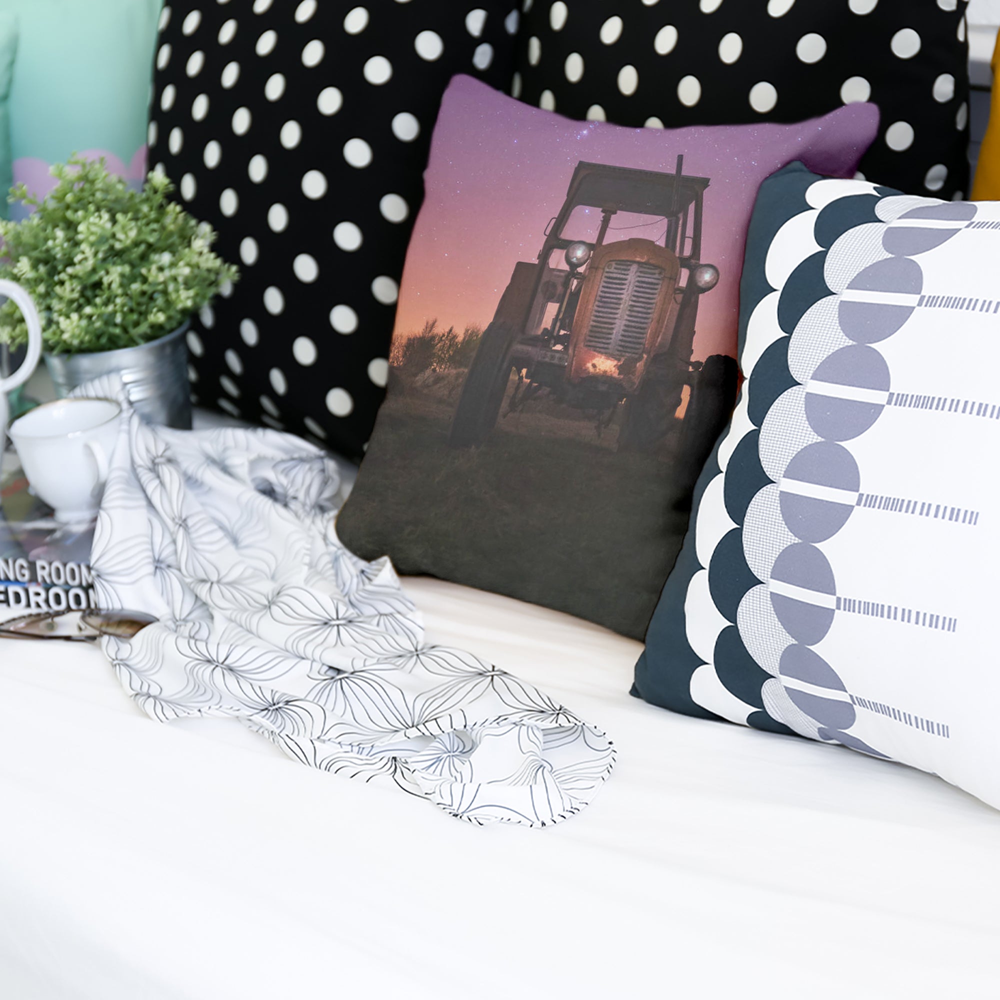 Cuscino sanitario viola con trattore