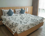 Set di biancheria da letto con coperte terapeutiche bianco con rami neri