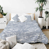 Set di biancheria da letto con coperta terapeutica motivo ondulato blu