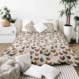 Set di biancheria da letto con coperte terapeutiche bianco con molti polli