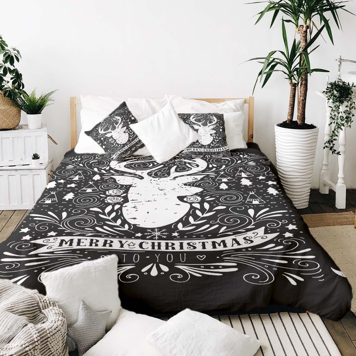 Coperta terapeutica originale - Rivestimento in cotone nero Buon Natale