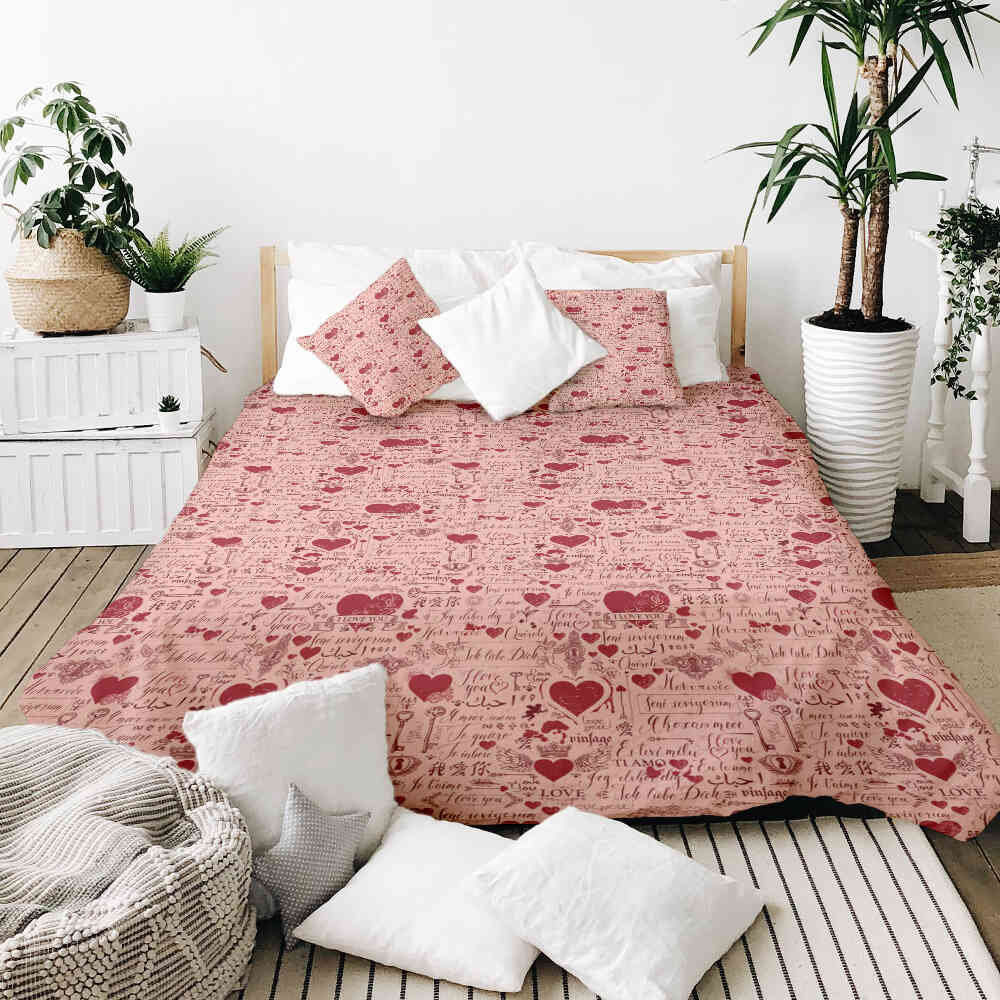 Set di biancheria da letto con coperta terapeutica rosa Ti amo