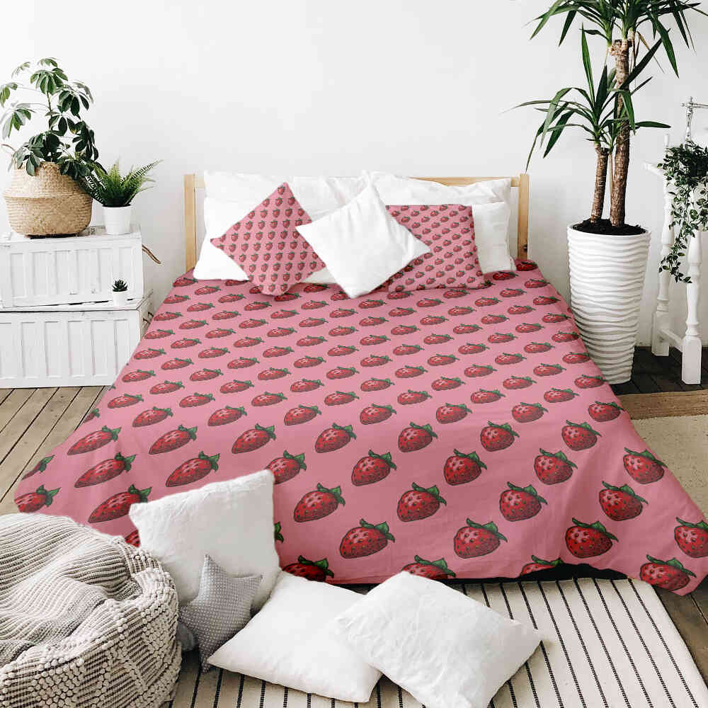 Coperta terapeutica originale - Rivestimento in cotone rosa con fragole