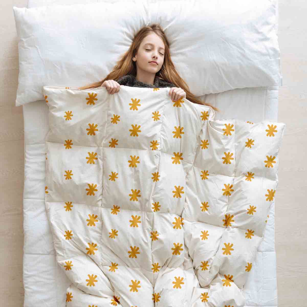 Set di biancheria da letto con coperte terapeutiche fiori gialli