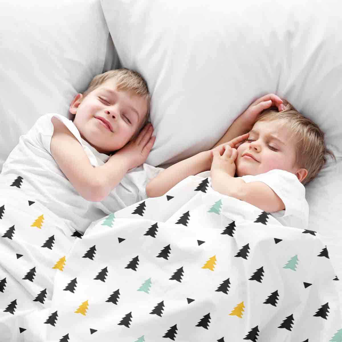 Coperta terapeutica originale - Rivestimento in cotone bianco con piccoli abeti