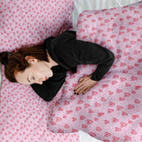 Coperta terapeutica originale - Rivestimento in cotone rosa con cuori rossi