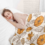 Set di biancheria da letto con coperta terapeutica bianca con foglia e zucca