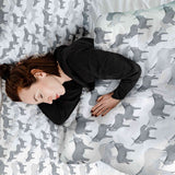 Set di biancheria da letto con coperte terapeutiche grigie con asini