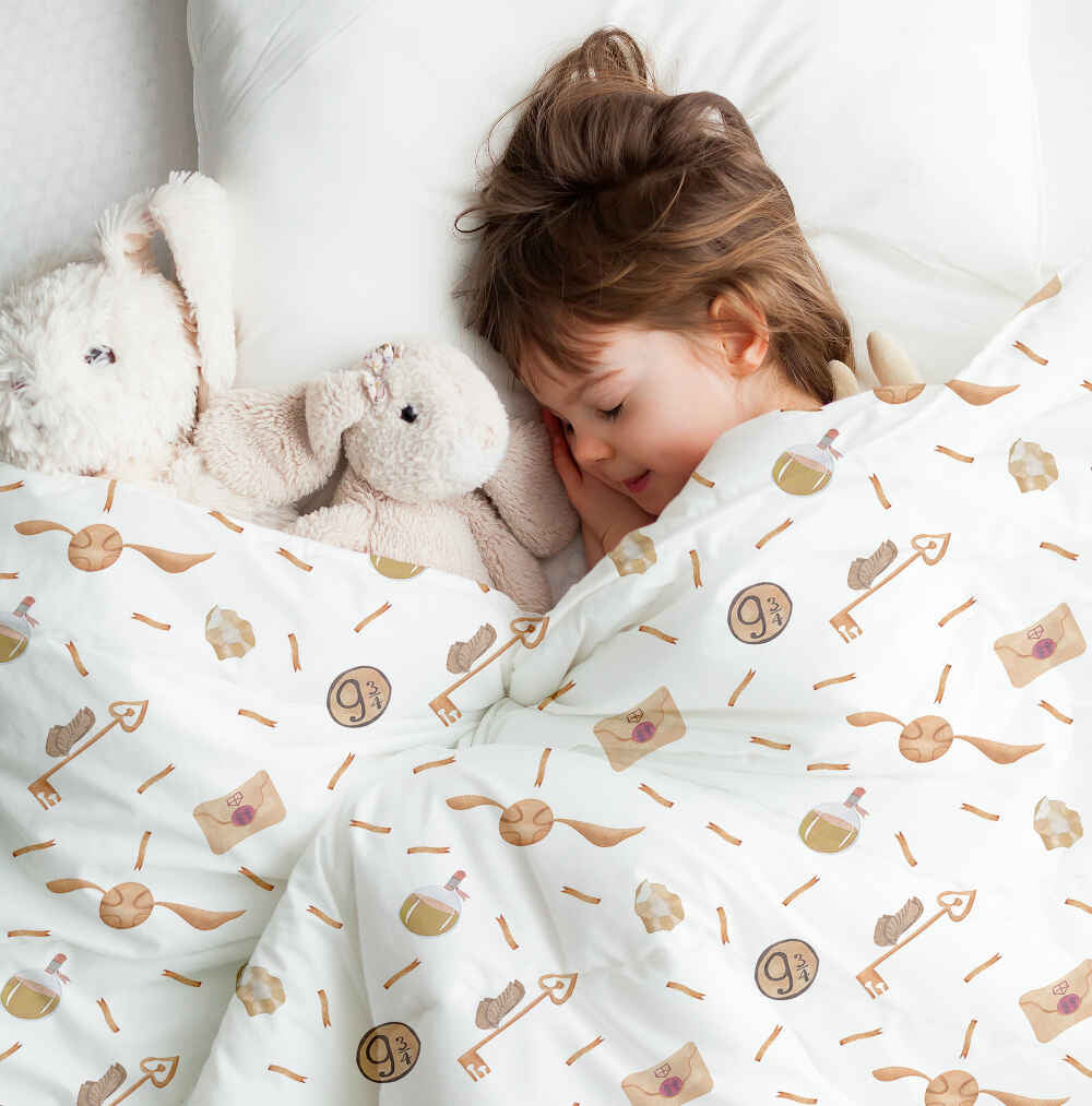 Set di biancheria da letto con coperta terapeutica bianca con Schnatz