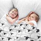 Set di biancheria da letto con coperte terapeutiche bianche con pecore