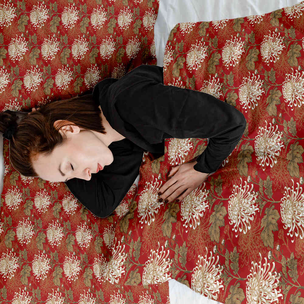 Set di biancheria da letto con coperta terapeutica Rosso grande fiore