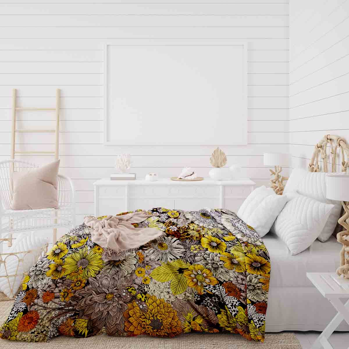 Coperta terapeutica originale - Rivestimento in cotone fiori gialli