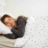 Set di biancheria da letto con coperte terapeutiche bianco con stelle dorate