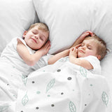 Set di biancheria da letto con piume e punti, coperta terapeutica bianca
