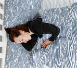 Set di biancheria da letto con coperta terapeutica motivo ondulato blu
