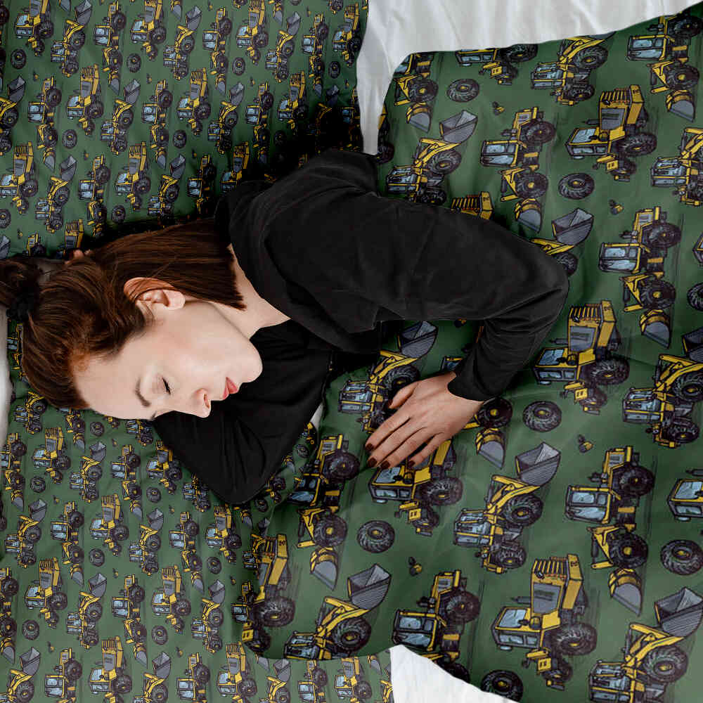 Set di biancheria da letto con coperta terapeutica verde trattore