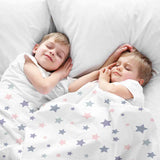 Set di biancheria da letto con coperte terapeutiche bianco con stelle