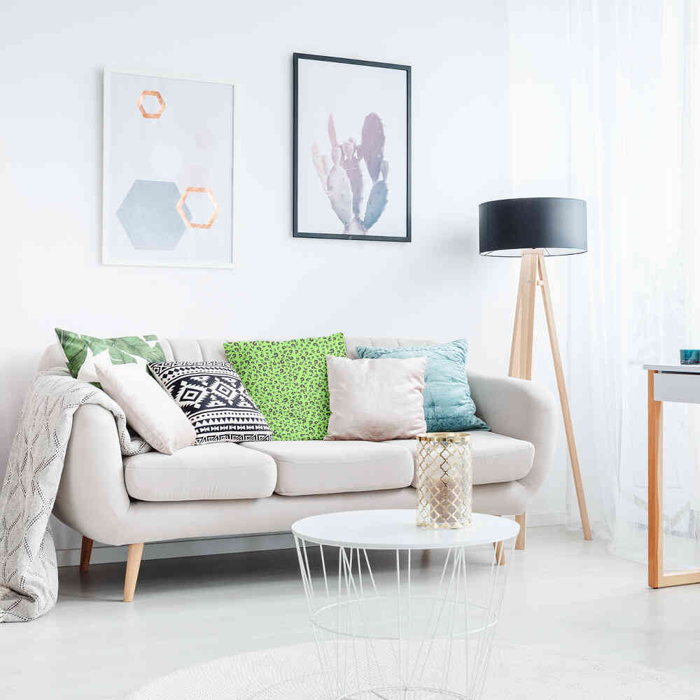 Cuscino salute verde chiaro con punto interrogativo