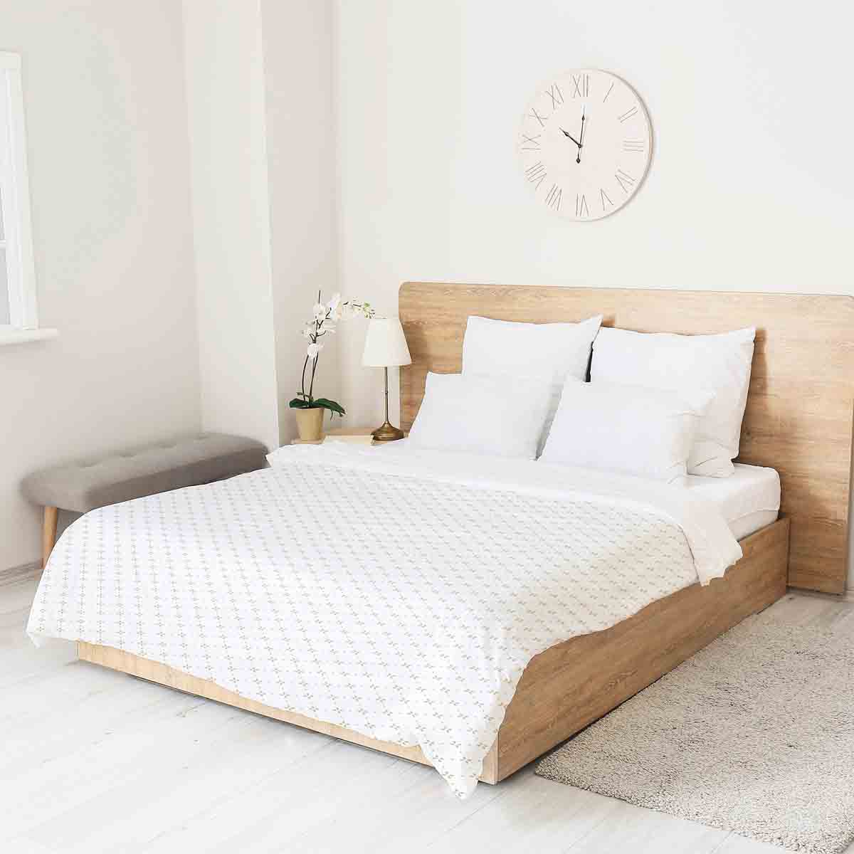 Coperta terapeutica originale - Rivestimento in cotone bianco con motivo floreale
