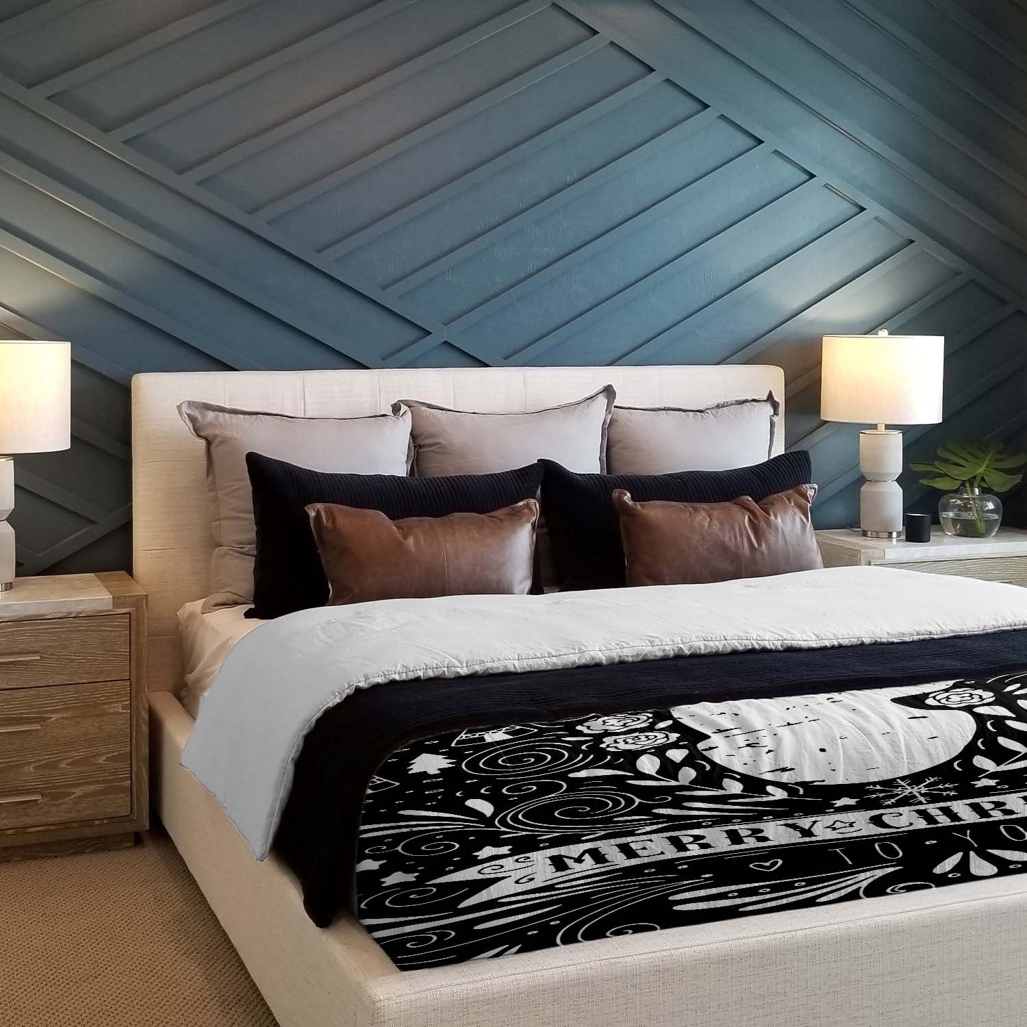 Coperta terapeutica originale - Rivestimento in cotone nero Buon Natale