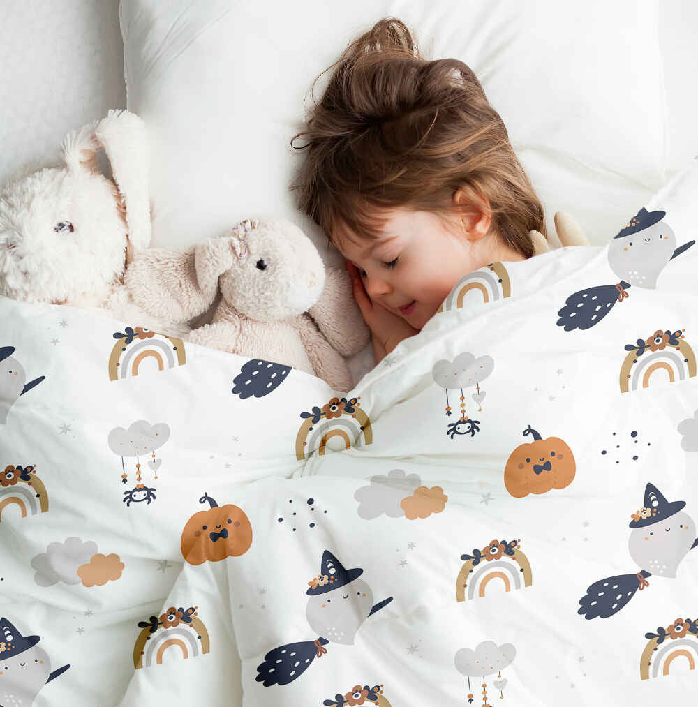 Set di biancheria da letto con coperta terapeutica bianca autunnale