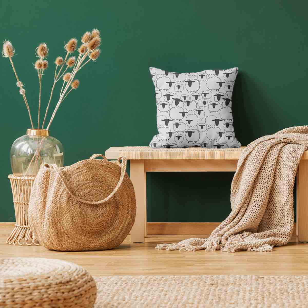 Cuscino sanitario bianco con pecore