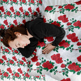 Coperta terapeutica originale - Rivestimento in cotone bianco con cespuglio di rose