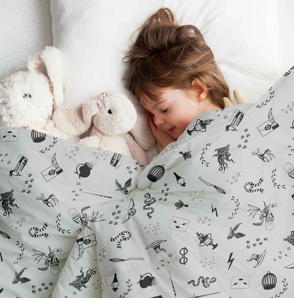 Set di biancheria da letto con coperta terapeutica grigio magia