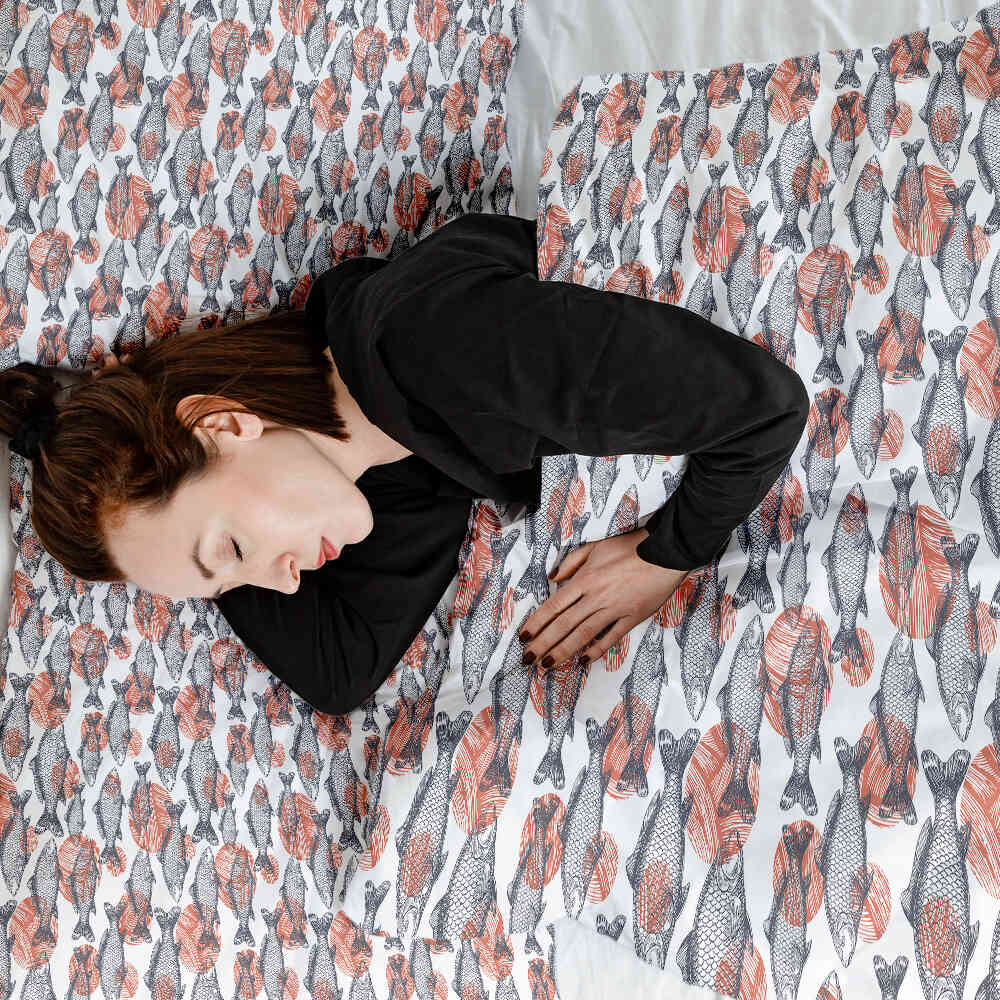 Set di biancheria da letto con coperte terapeutiche pesci grigi