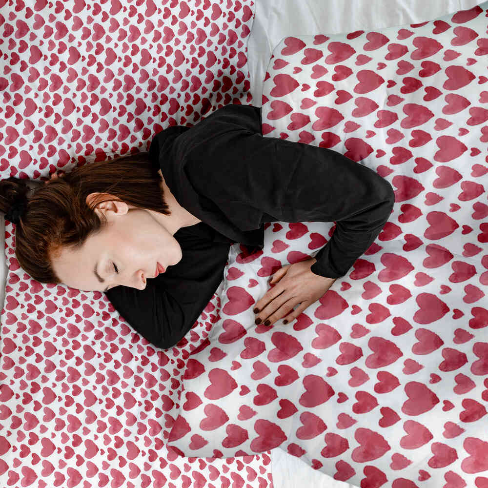 Set di biancheria da letto con coperte terapeutiche Cuori rossi