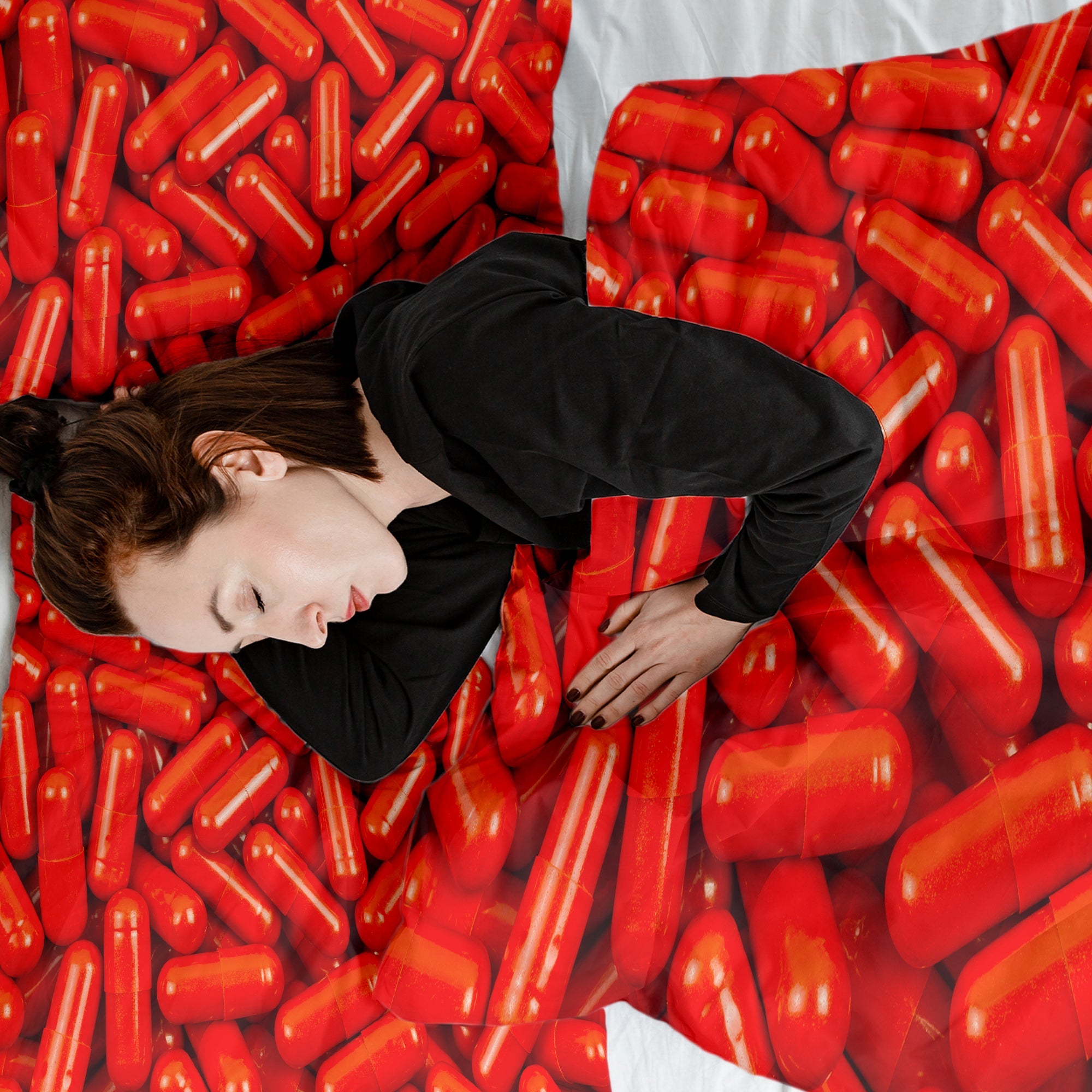 Set di biancheria da letto con coperte terapeutiche rosse compresse