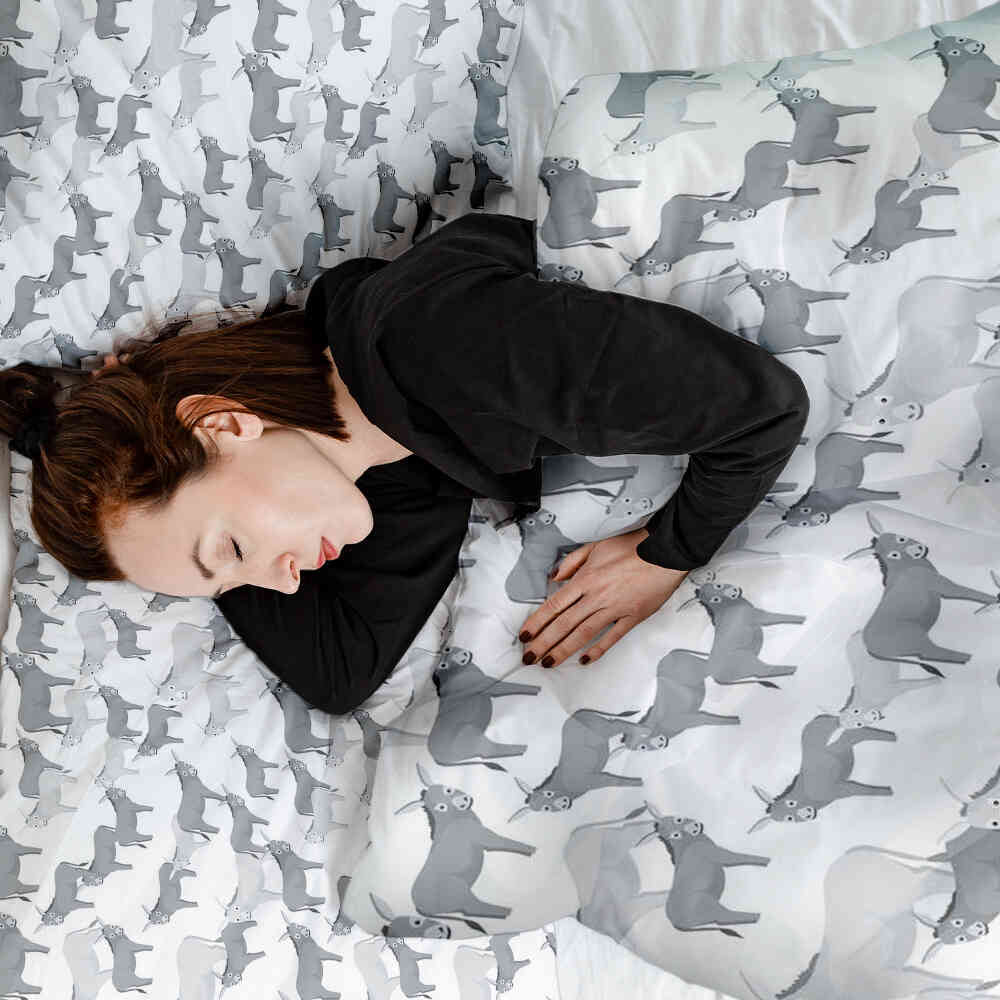 Coperta terapeutica originale - Rivestimento in cotone grigio con asini
