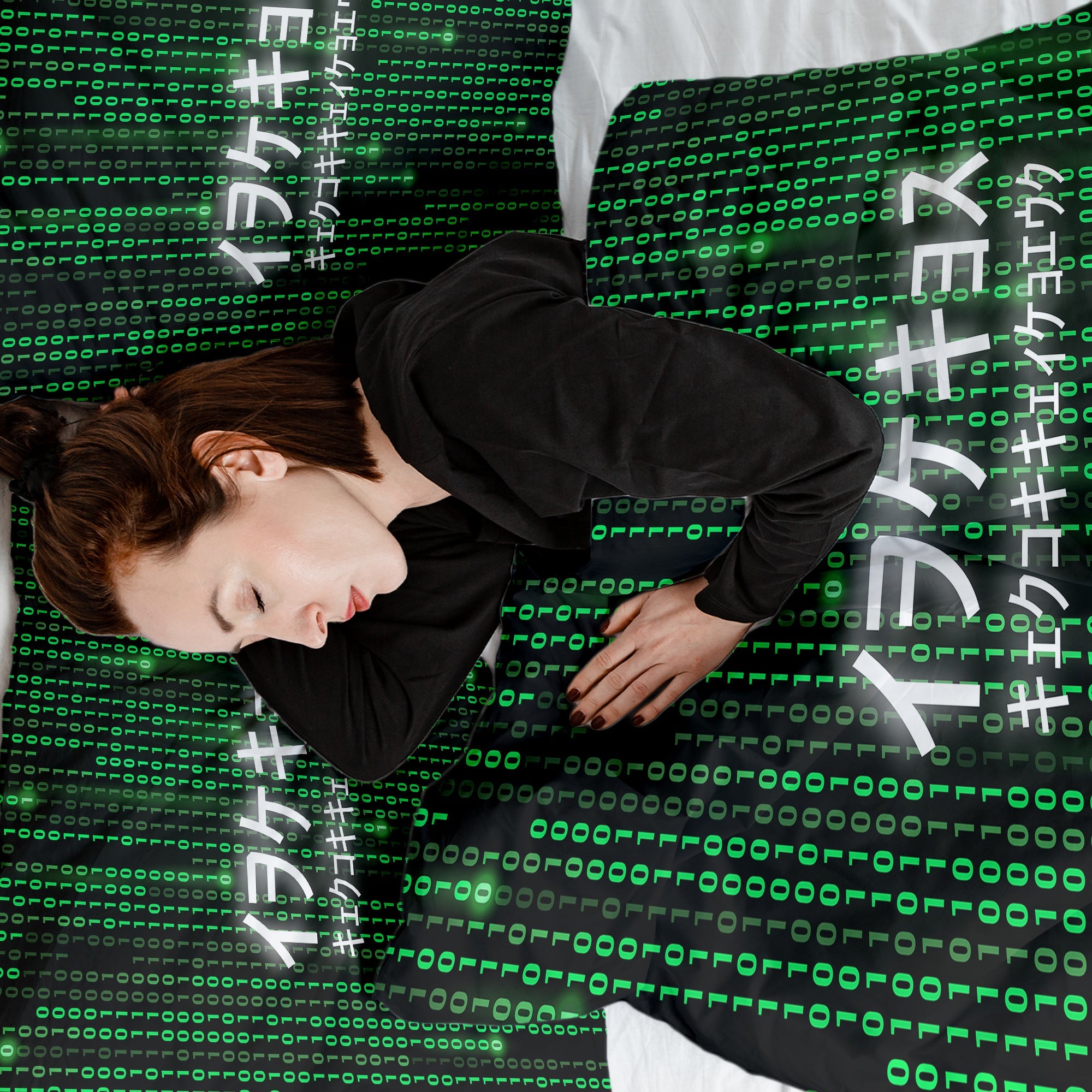 Set di biancheria da letto con coperta terapeutica verde The Matrix