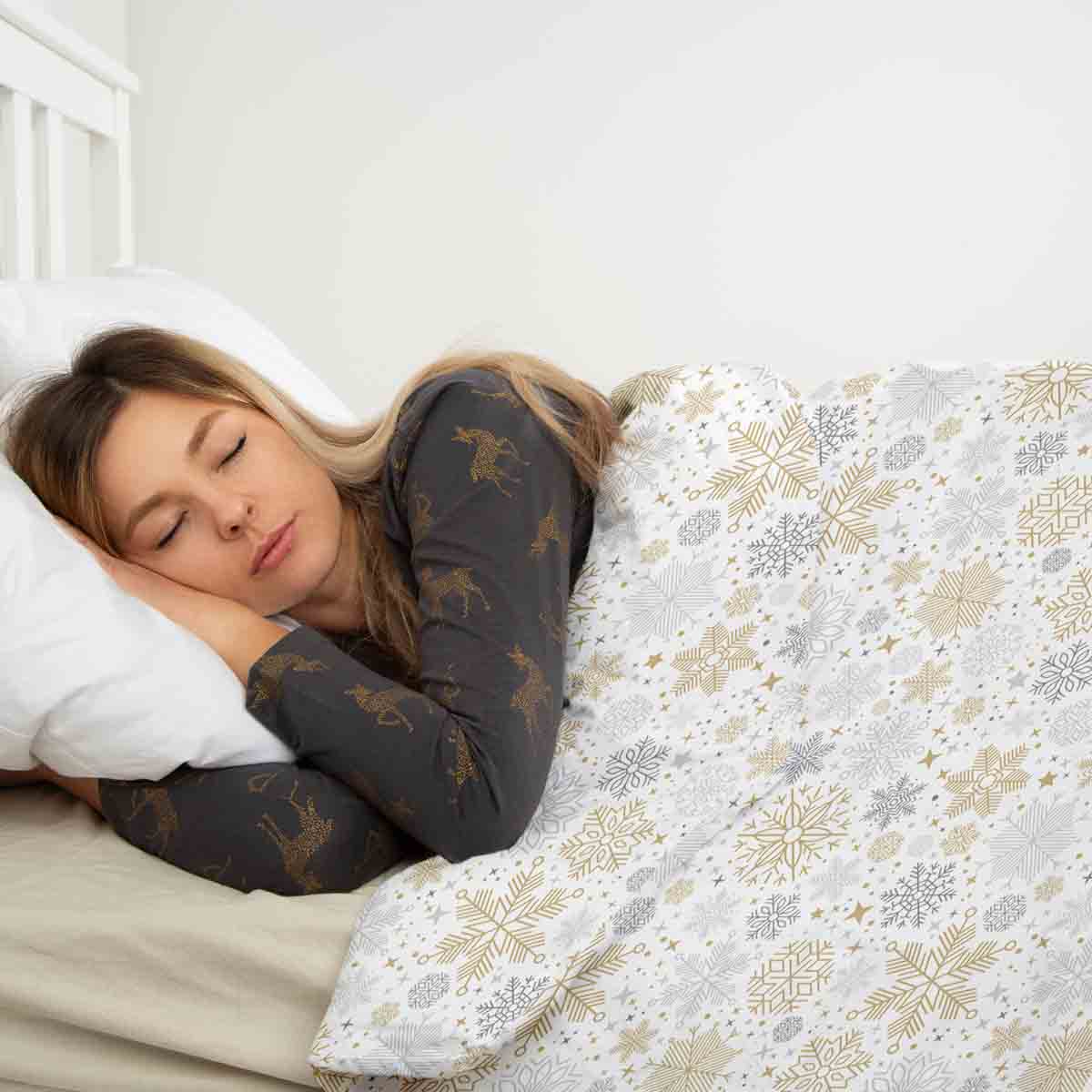 Set di biancheria da letto con coperta terapeutica, tempesta di neve chiara