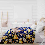 Set di biancheria da letto con coperte terapeutiche blu con zucche