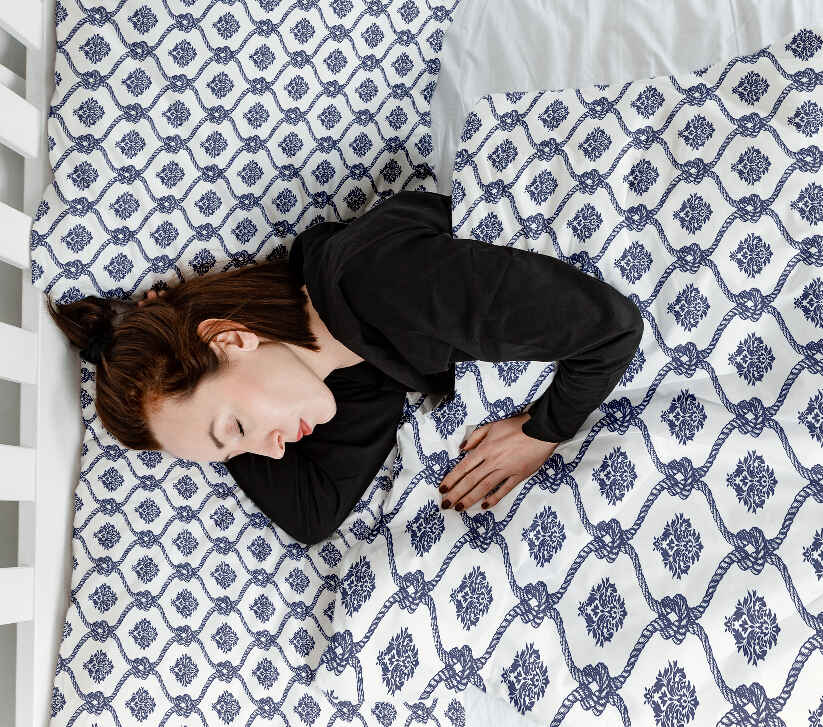 Set di biancheria da letto con coperta terapeutica motivo marinaresco blu