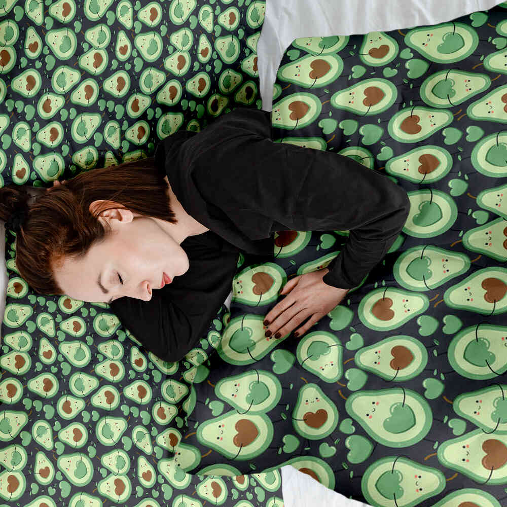Set di biancheria da letto con coperte terapeutiche Avocado verde