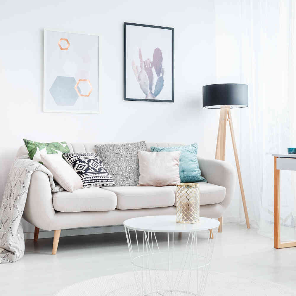 Cuscino salute grigio cuori geometrici