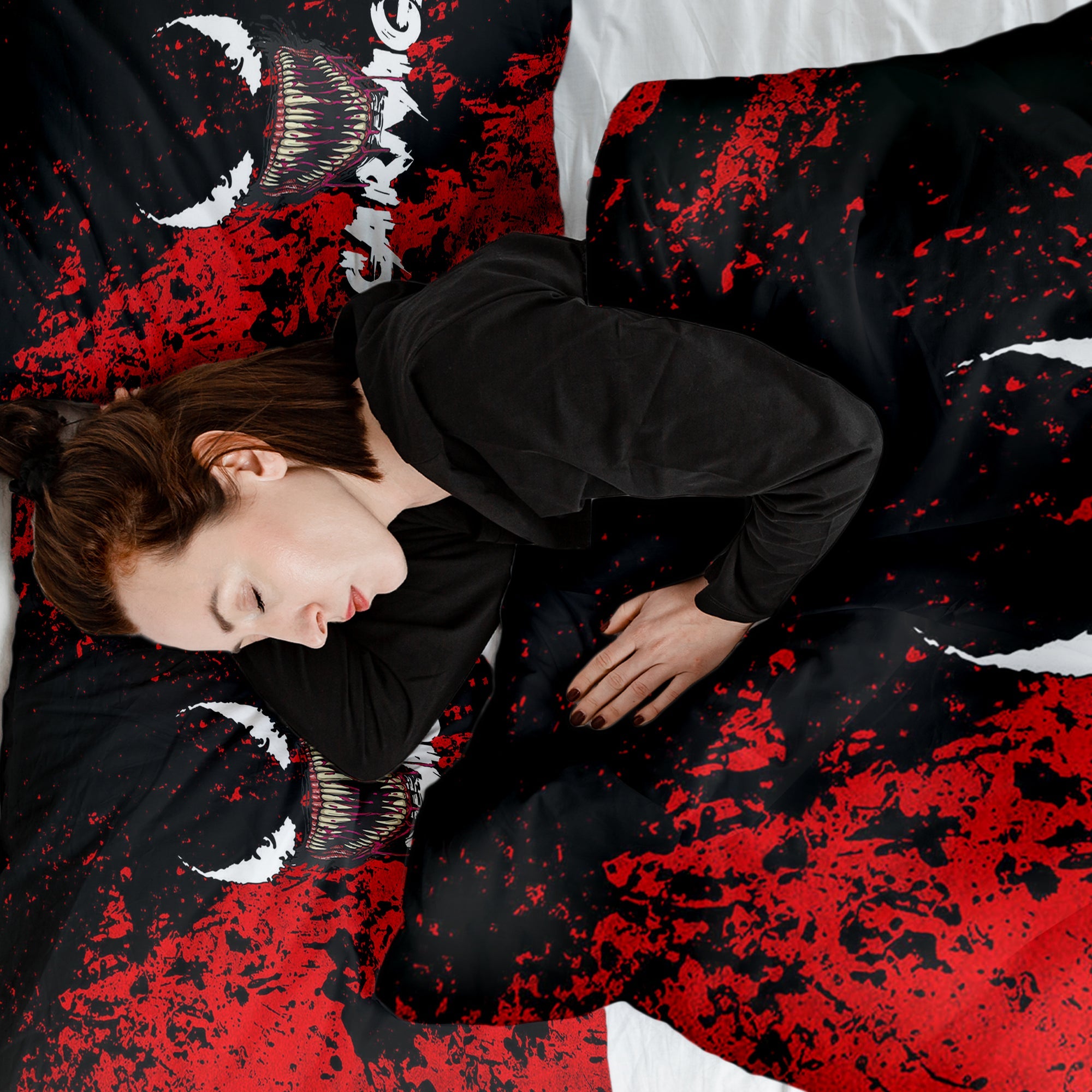 Set di biancheria da letto con coperta terapeutica nero volto jolly