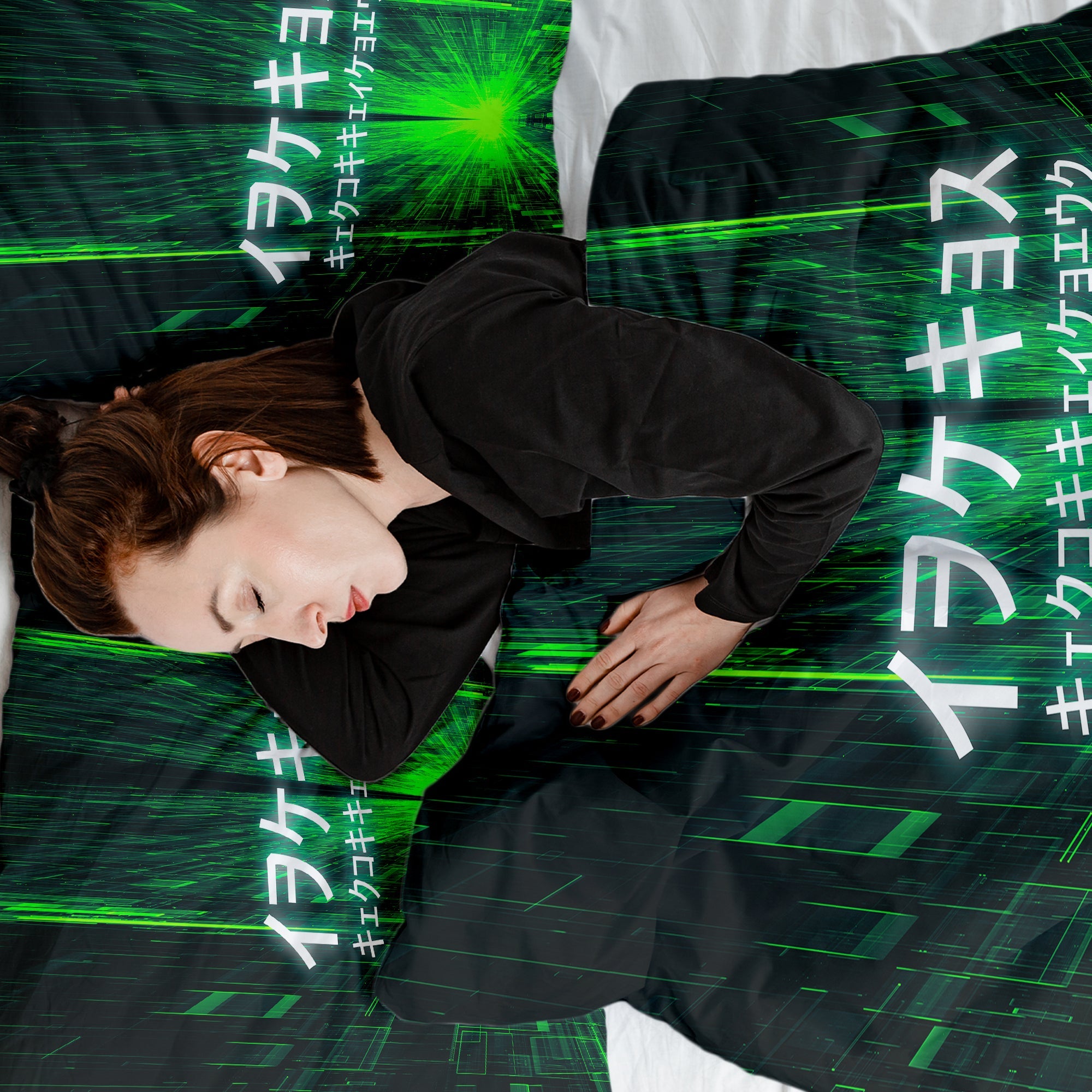 Set di biancheria da letto con coperte terapeutiche e scritta cinese