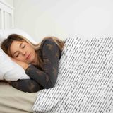 Set di biancheria da letto con coperta terapeutica bianca con scritta